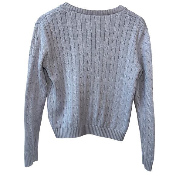 BRANDY MELVILLE V-neck Cable Knit Cardigan Lt Blue Size M Preppy Capsule Classic - Picture 5 of 11